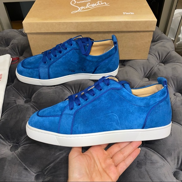 SOLD New Men’s Size 43 Christian Louboutin Rantulow Blue Low Top Sneakers - Picture 3 of 6